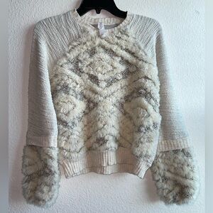 Anthropologie Amadi Calista Faux Fur Sweater